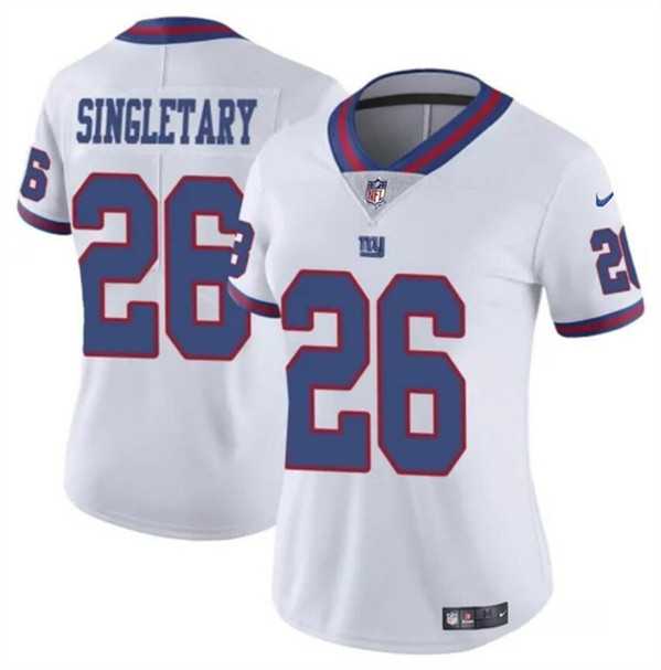 Women%27s New York Giants #26 Devin Singletary White Color Rush Stitched Jersey Dzhi